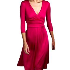 BODEN Limited Edition Silk Blend Hot Pink Dress‎  3/4 Sleeves Business Career 4